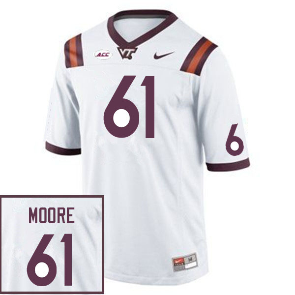 Men #61 Braelin Moore Virginia Tech Hokies College Football Jerseys Sale-White - Click Image to Close